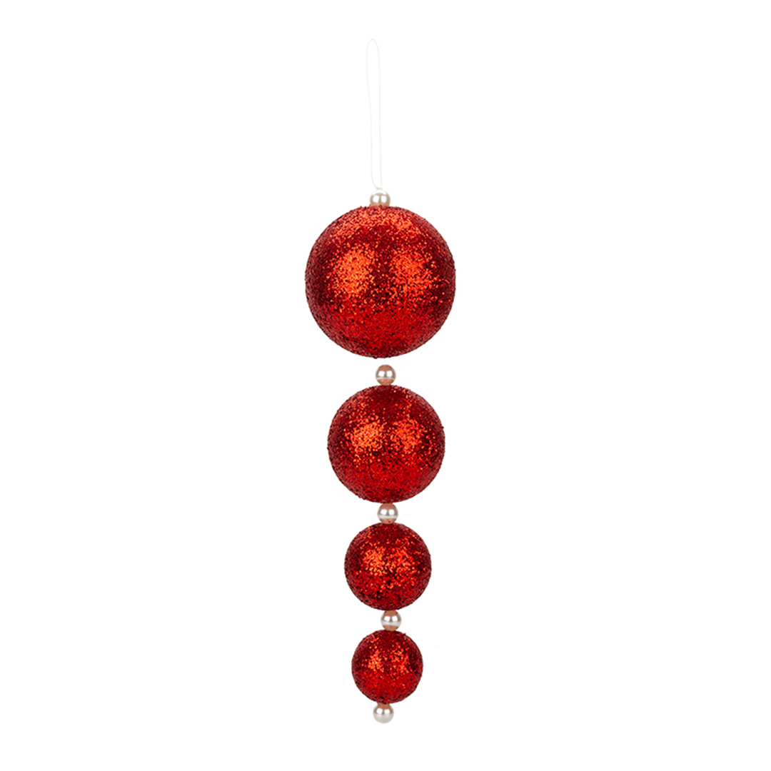 Glitter Red Cascading Bauble Cluster Christmas Hanging Decoration