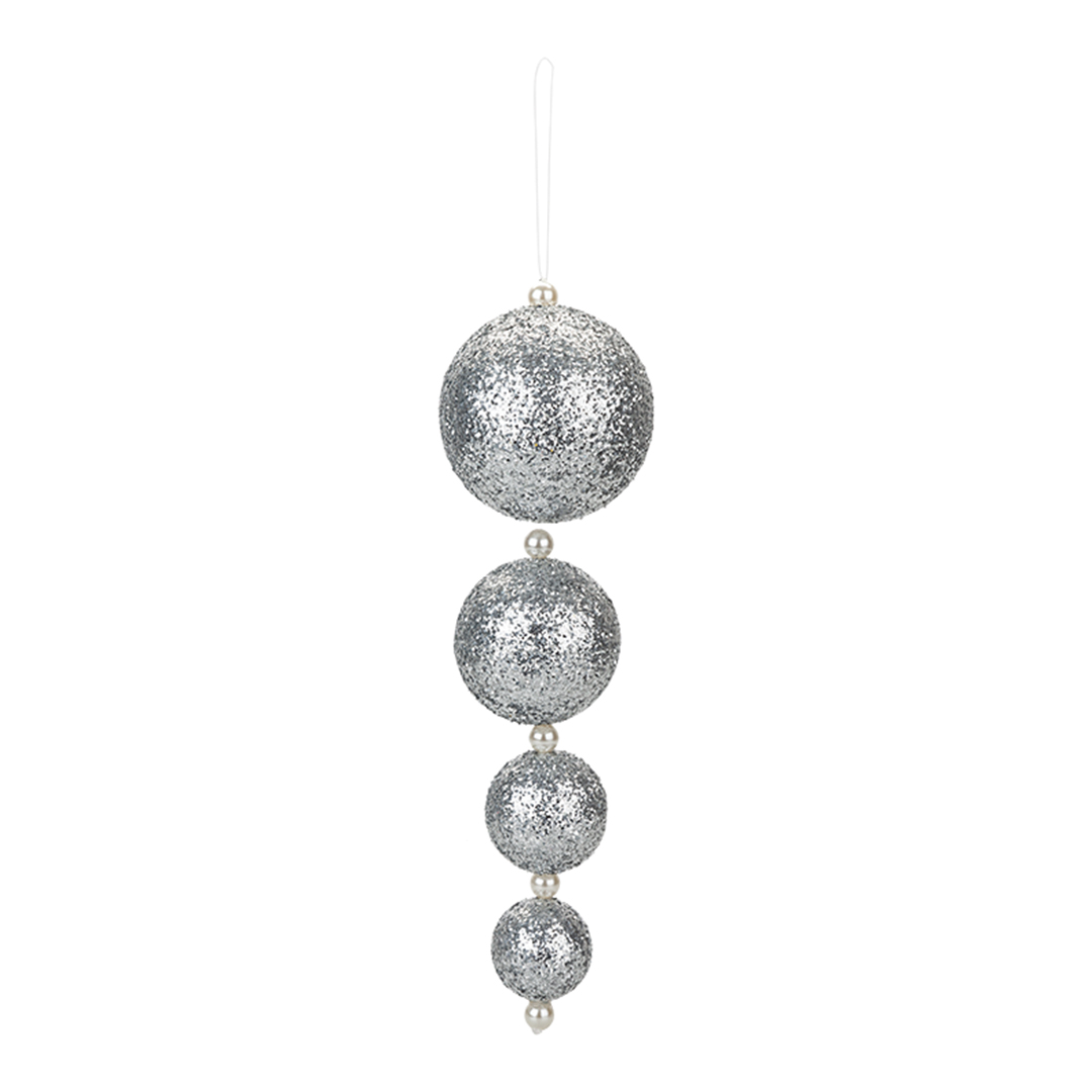 Glitter Silver Cascading Bauble Cluster Christmas Hanging Decoration