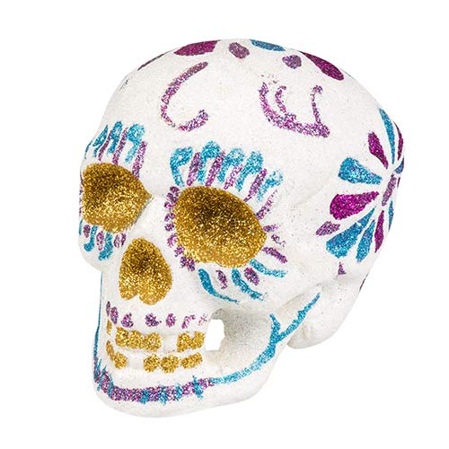 Glitter Sugar Skull Halloween Prop Decoration 16cm Product Image