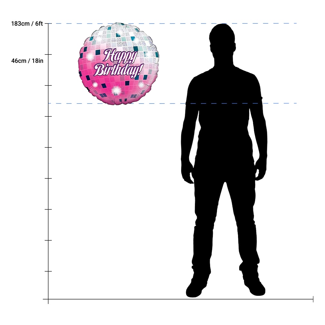 Glitterball Birthday Holographic Round Foil Helium Balloon 46cm / 18 in Product Gallery Image