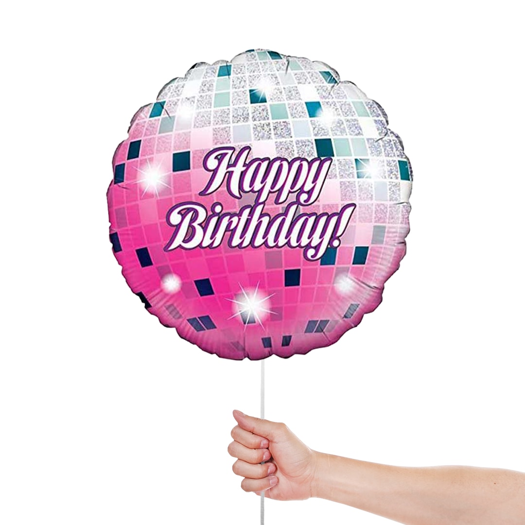 Glitterball Birthday Holographic Round Foil Helium Balloon 46cm / 18 in Product Gallery Image