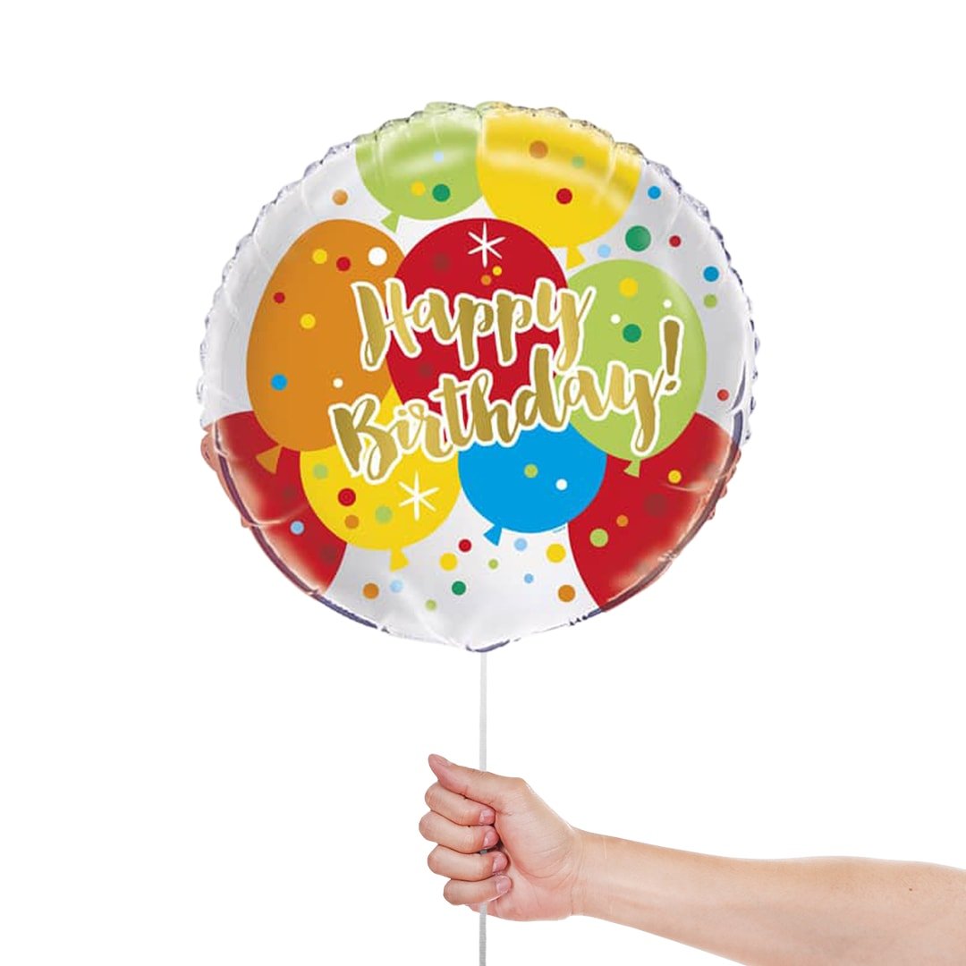 Glitzy Gold Birthday Round Foil Helium Balloon 46cm / 18 in Product Gallery Image