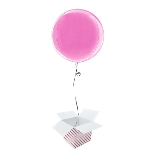 Hot Pink 4D Globe Foil Helium Balloon - Inflated Balloon in a Box Product Gallery Image