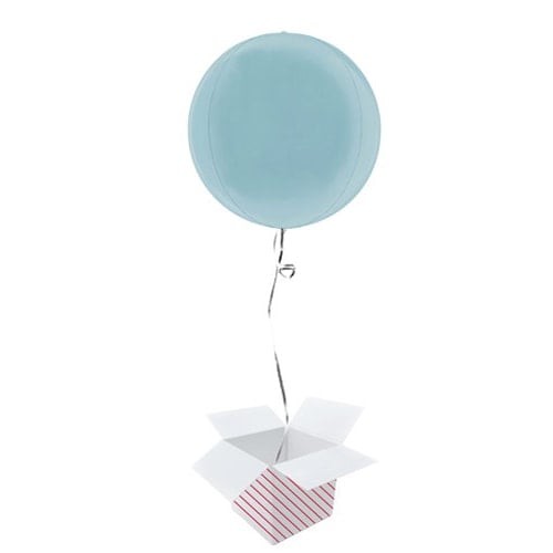 Pastel Blue 4D Globe Foil Helium Balloon - Inflated Balloon in a Box Product Image