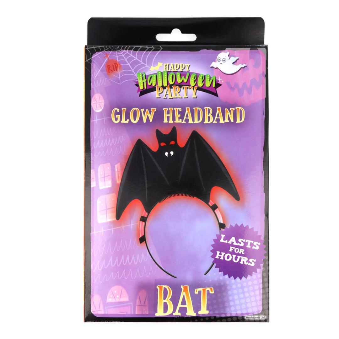 Glow in the Dark Bat Halloween Headband Fancy Dress Accessory