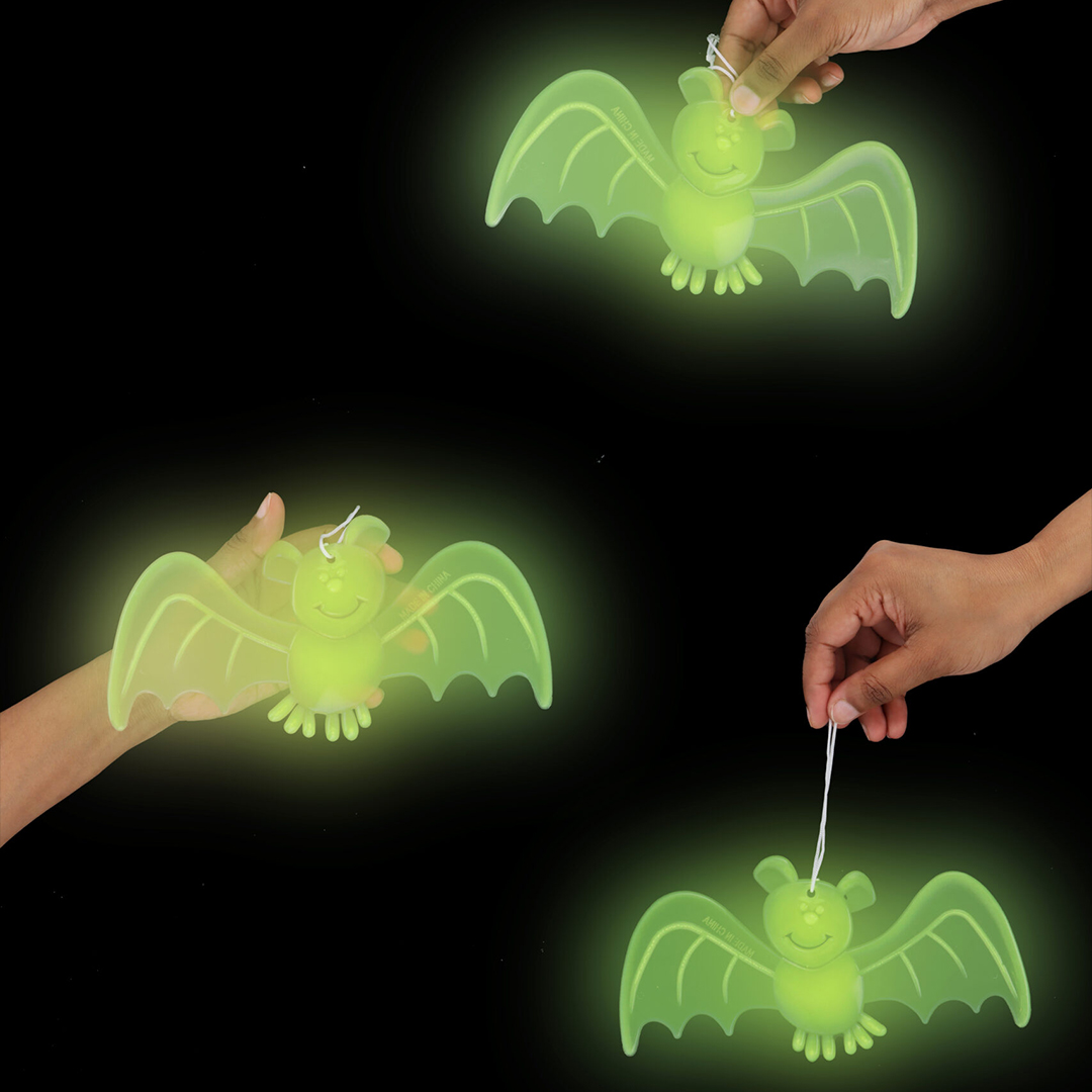Glow in the Dark Bats Halloween Hanging Decorations 20cm - Pack of 3 View 3