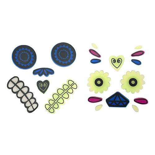 Glow in the Dark Day of the Dead Halloween Pumpkin Gel Stickers - Pack of 2