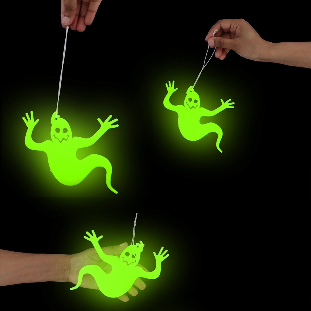 Glow in the Dark Ghosts Plastic Halloween Hanging Decorations 15cm - Pack of 3 View 3