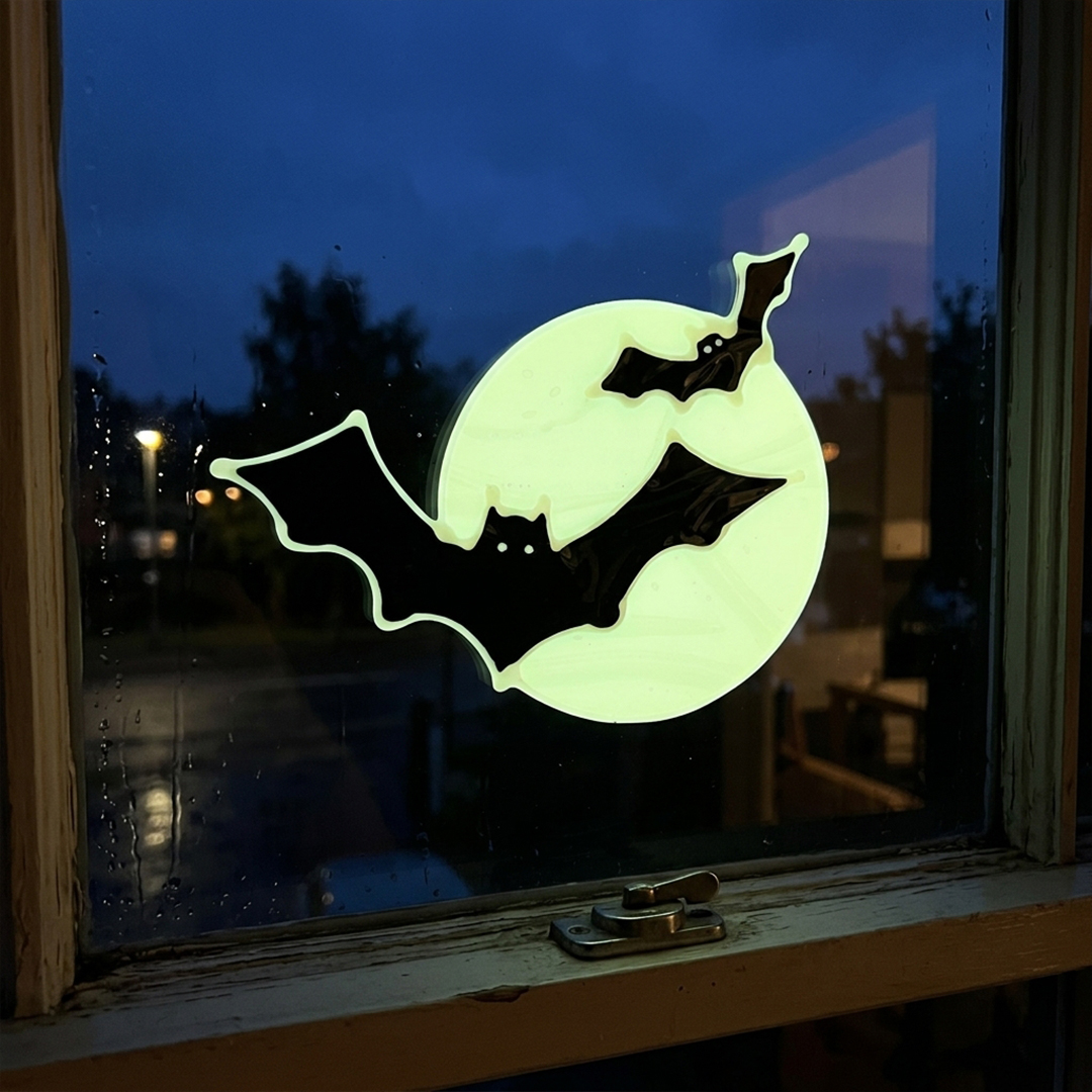 Glow in the Dark Halloween Bats Gel Window Sticker Decoration