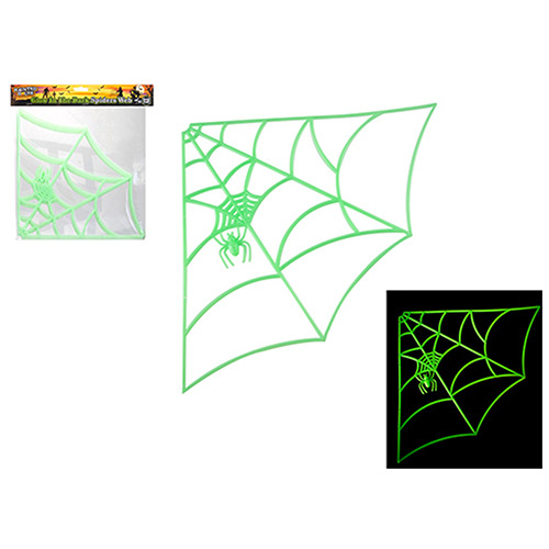 Glow In The Dark Large Spider's Web Halloween Decoration 31cm Product Gallery Image