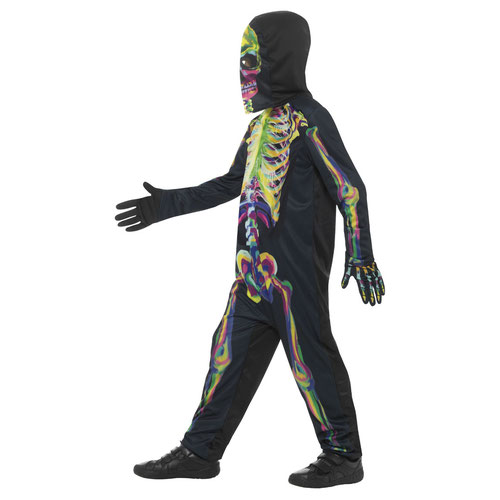Glow in the Dark Multicoloured Skeleton Fancy Dress Costume Kids Unisex Small - Age 4-6 Product Gallery Image