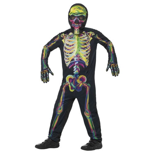Glow in the Dark Multicoloured Skeleton Fancy Dress Costume Kids Unisex Small - Age 4-6 Product Gallery Image