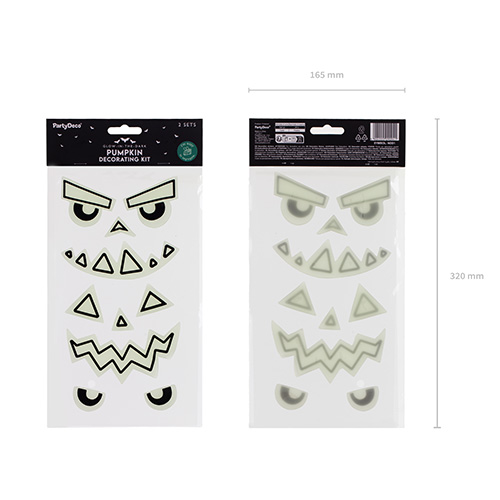 Glow in the Dark Pumpkin Face Halloween Gel Stickers - Pack of 2 Product Gallery Image