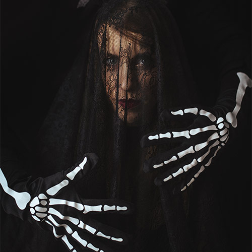 Glow in the Dark Skeleton Halloween Unisex Fancy Dress Gloves Product Gallery Image