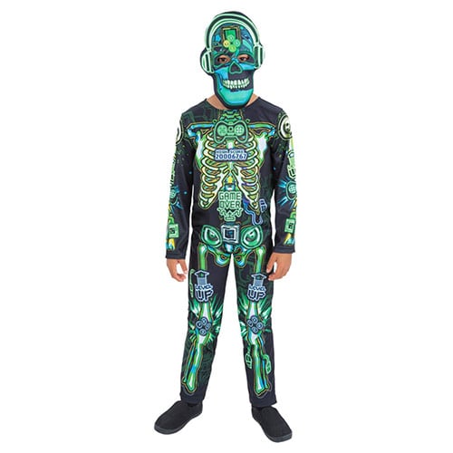 Glow in the Dark Tech Skeleton Fancy Dress Costume Kids Unisex Large - Age 10-12 Product Gallery Image