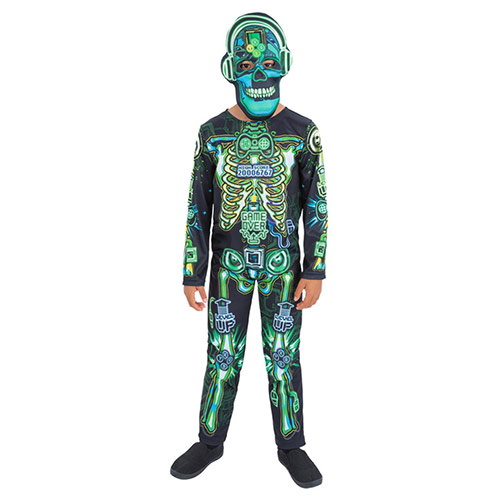Glow in the Dark Tech Skeleton Fancy Dress Costume Kids Unisex Medium - Age 7-9 Product Gallery Image