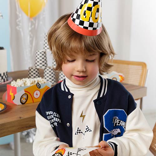 Go! Checkered Flag Racing Party Hats 16cm - Pack of 6 Product Gallery Image