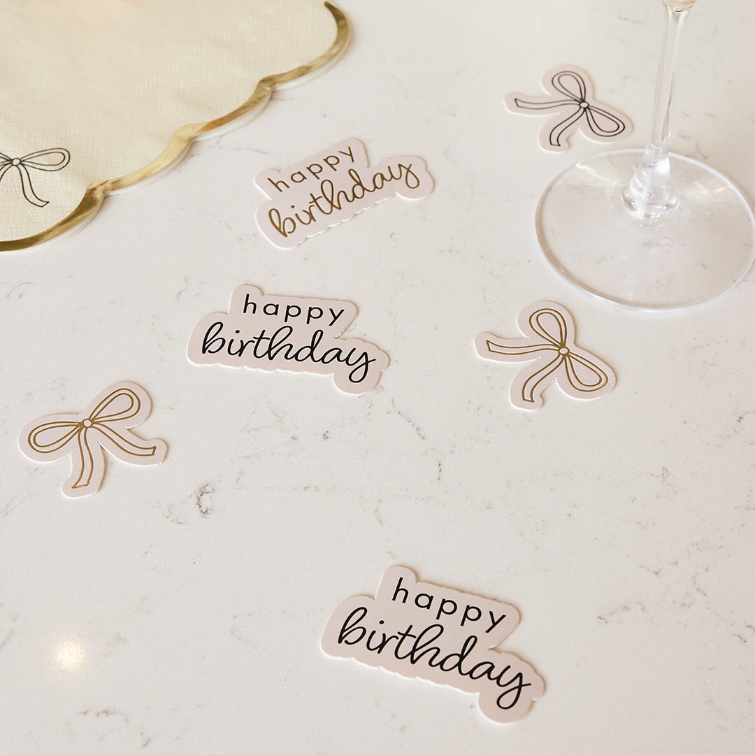 Gold & Black Happy Birthday Bows Card Table Confetti Scatter 14g Product Gallery Image