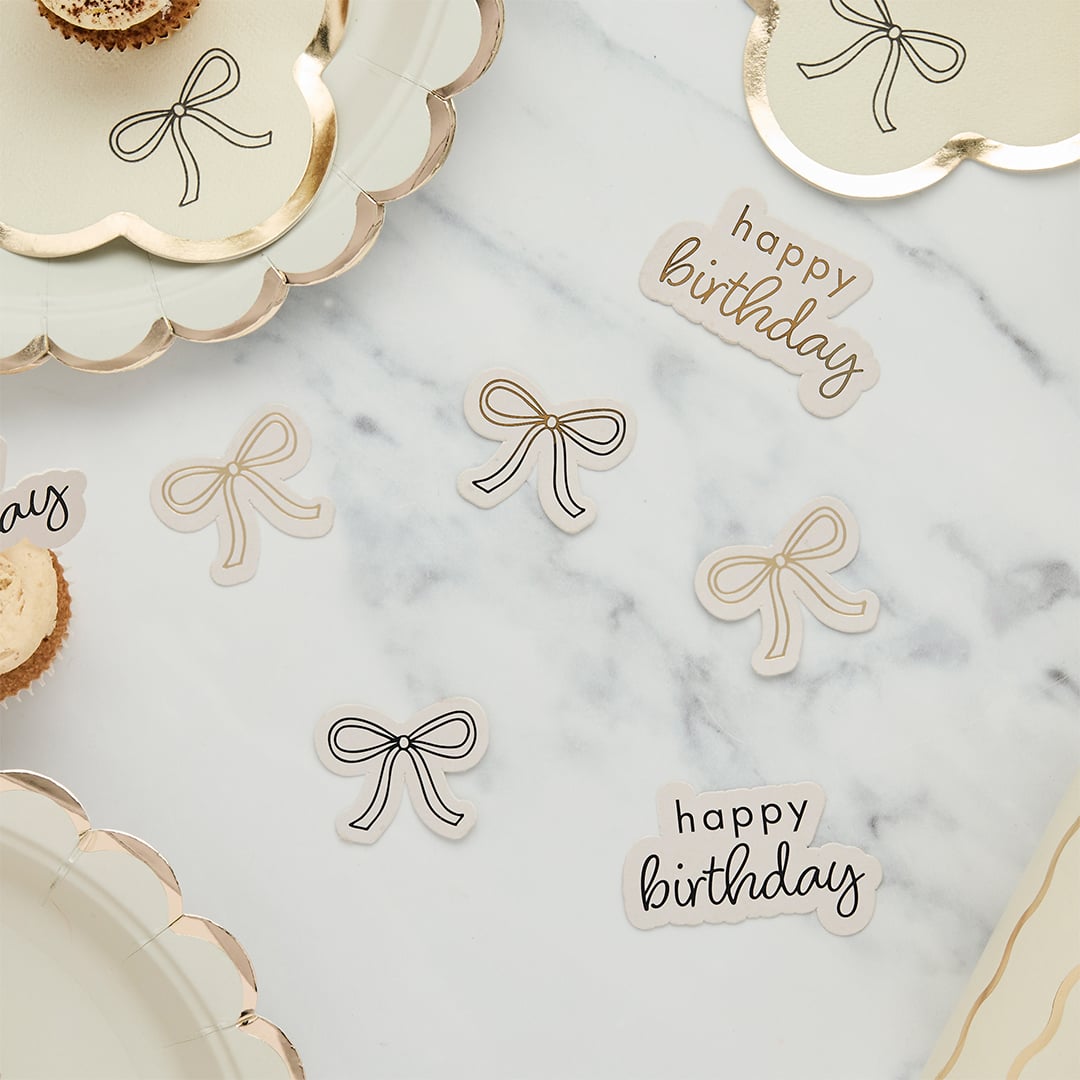Gold & Black Happy Birthday Bows Card Table Confetti Scatter 14g Product Gallery Image