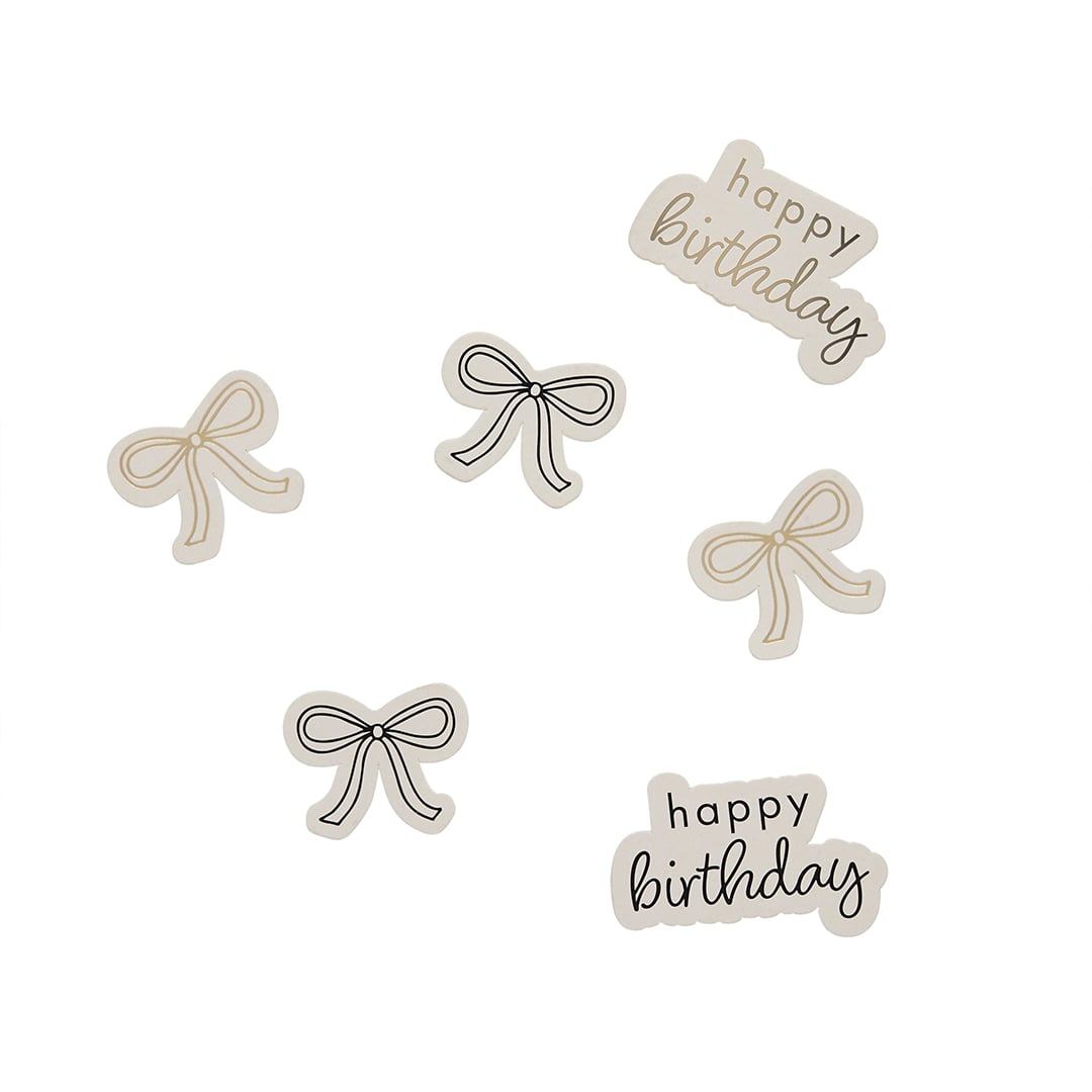 Gold & Black Happy Birthday Bows Card Table Confetti Scatter 14g