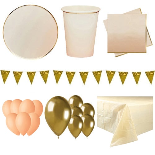 Gold & Peach Ombre 16 Person Deluxe Party Pack