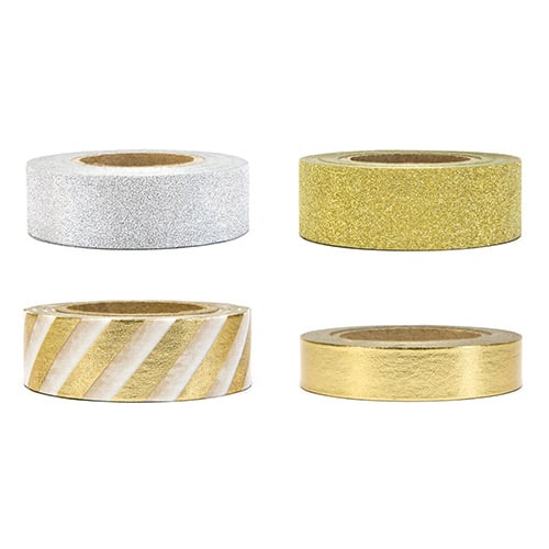 Gold & Silver Decorative Sticky Washi Tape - Pack of 4 Product Gallery Image