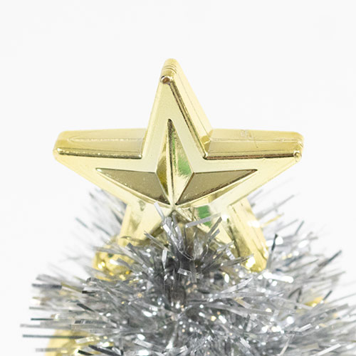 Gold & Silver Tinsel Christmas Tree with Baubles Decoration 20cm Product Gallery Image
