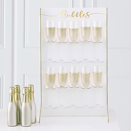 Gold & White Bubbles Prosecco White Drinks Wall Holder 60cm Product Gallery Image