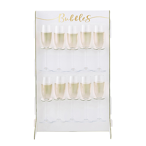 Gold & White Bubbles Prosecco White Drinks Wall Holder 60cm