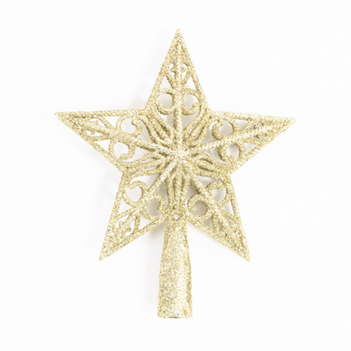 Gold 5 Tip Glittered Christmas Tree Top Star Decoration 14cm Product Gallery Image