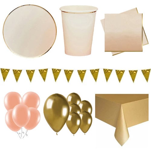 Gold & Peach Ombre 16 Person Deluxe Party Pack