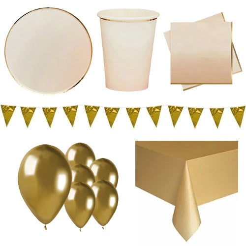 Gold & Peach Ombre 8 Person Deluxe Party Pack