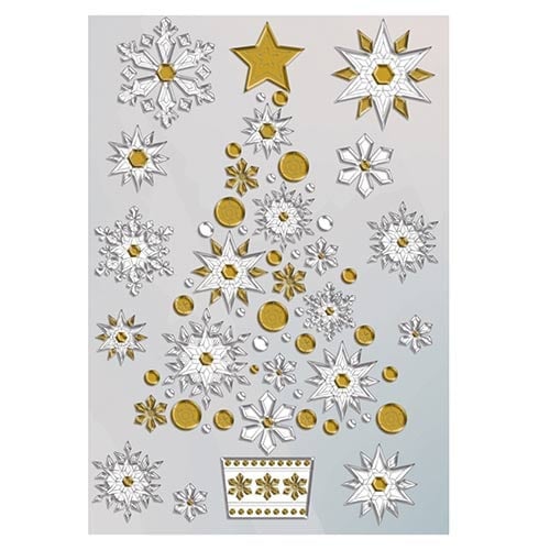 Gold & Silver Christmas Tree Crystal Decorative Window Stickers Product Gallery Image