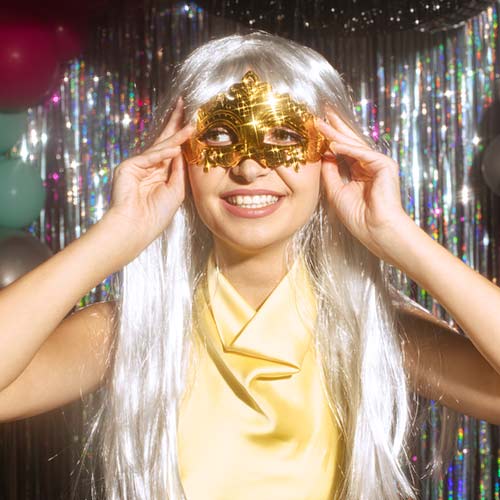 Gold Carnival Masquerade Baroque Plastic Eye Mask Fancy Dress Accessory Product Gallery Image