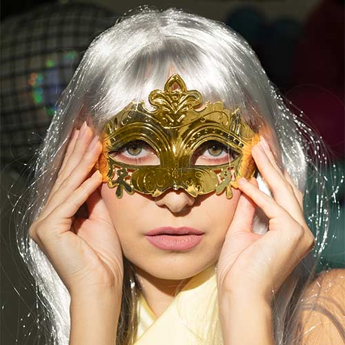 Gold Carnival Masquerade Baroque Plastic Eye Mask Fancy Dress Accessory Product Gallery Image