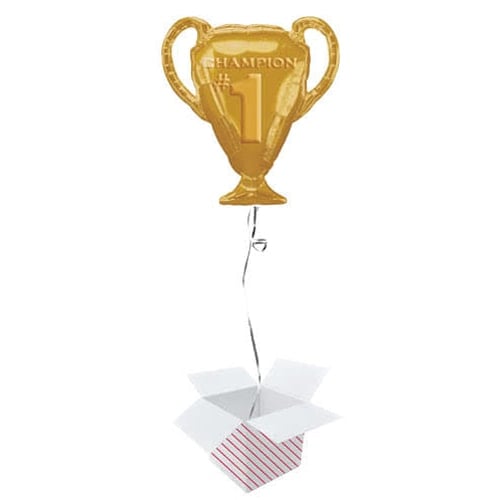 Gold Champion Trophy Helium Foil Giant Balloon - Inflated Balloon in a Box Product Gallery Image