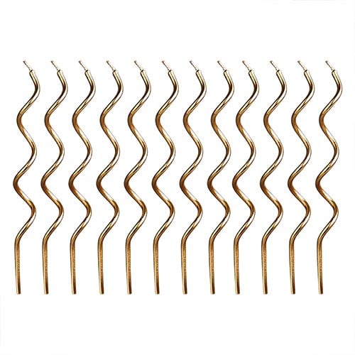 Gold Curly Birthday Candles with Holders - Pack of 12 Product Gallery Image