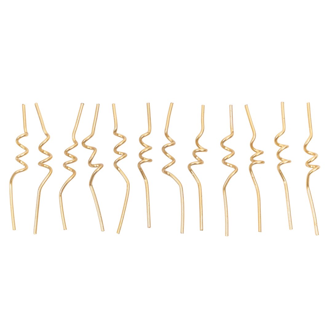 Gold Curly Birthday Candles with Holders - Pack of 12