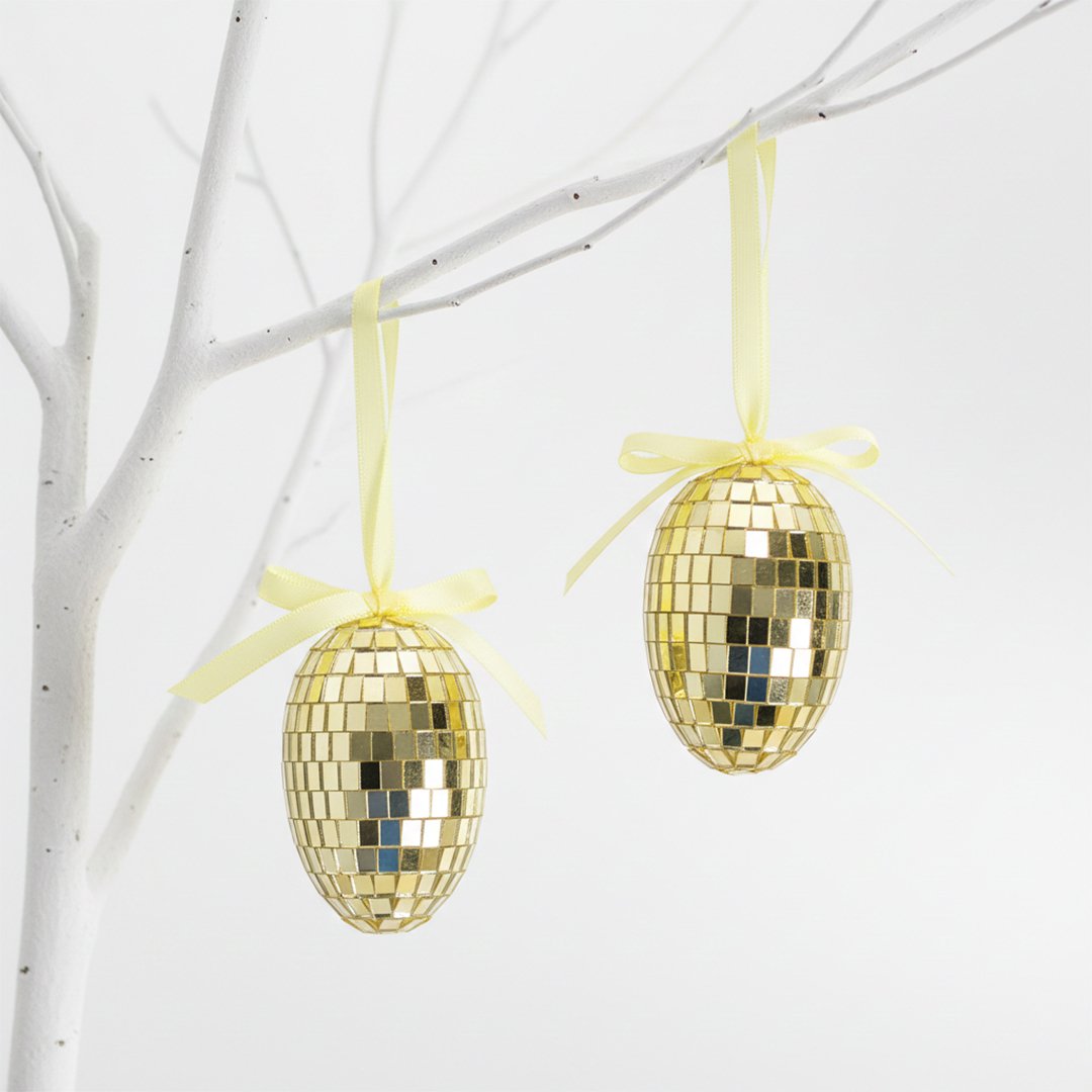 Gold Disco Easter Eggs Hanging Decorations - Pack of 2 Product Gallery Image