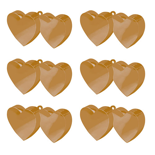 Gold Double Heart Balloon Weights - Pack of 6 Product Image