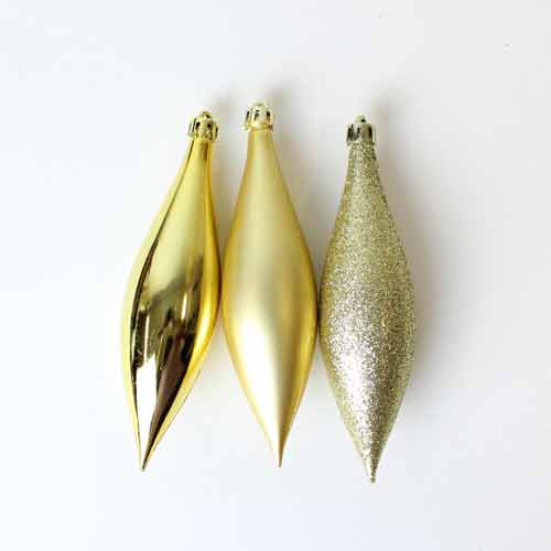 Gold Drop Baubles Christmas Tree Hanging Decorations - Pack of 6 Product Image