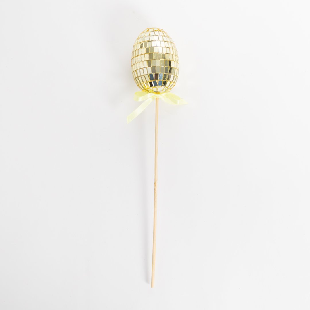 Gold Easter Disco Egg Pick Decoration 28cm
