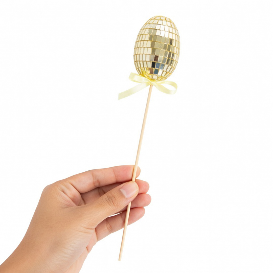 Gold Easter Disco Egg Pick Decoration 28cm Product Gallery Image