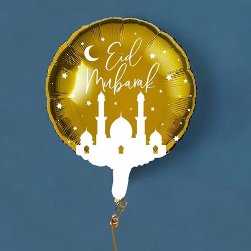 Gold Eid Mubarak Round Foil Helium Balloon 51cm / 20 in Product Gallery Image