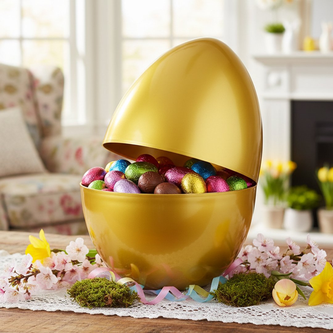 Gold Extra Large Jumbo Plastic Refillable Easter Egg