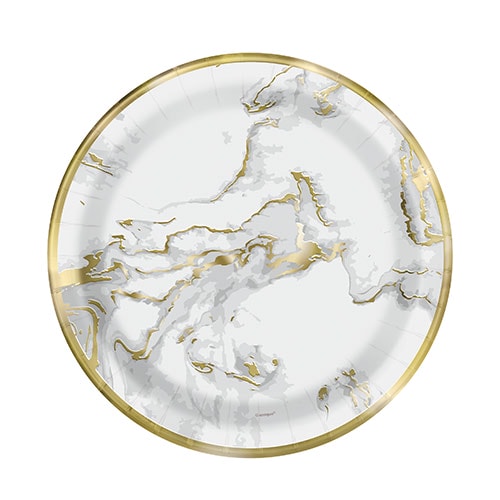 Gold Foil Marble Round Paper Plates 17cm - Pack of 10 Product Image