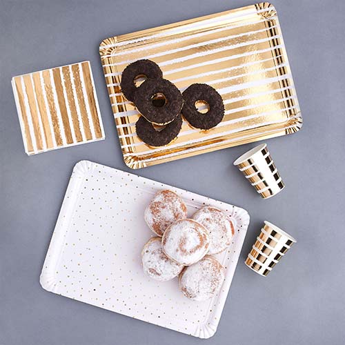 Gold Foil Striped Luncheon Paper Napkins 3 Ply 33cm - Pack of 16 Product Gallery Image