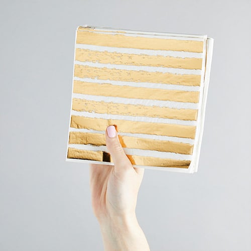 Gold Foil Striped Luncheon Paper Napkins 3 Ply 33cm - Pack of 16 Product Gallery Image