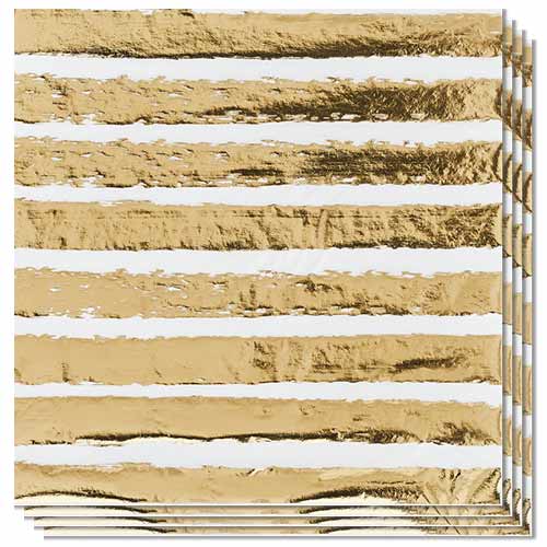 Gold Foil Striped Luncheon Paper Napkins 3 Ply 33cm - Pack of 16