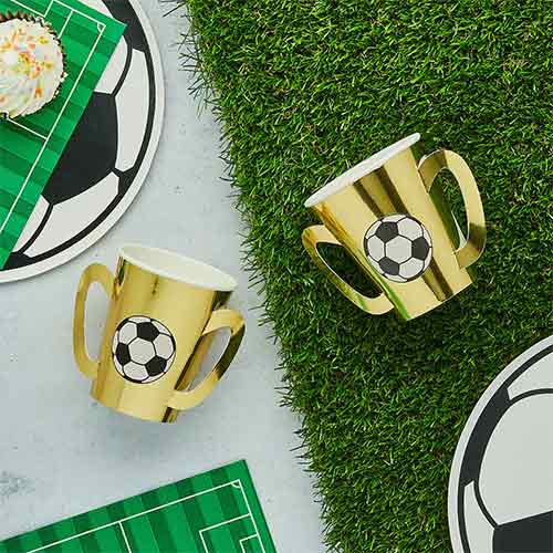 Gold Football Trophy Paper Cups 210ml - Pack of 8 Product Gallery Image